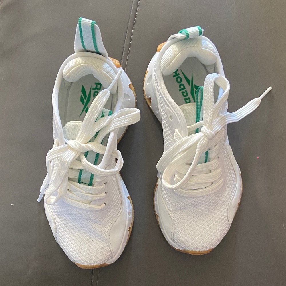 Reebok White and Green Athletic Shoes